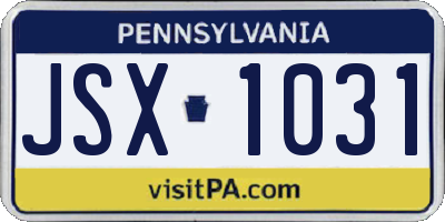 PA license plate JSX1031