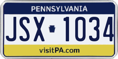 PA license plate JSX1034