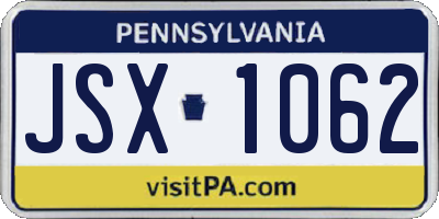 PA license plate JSX1062
