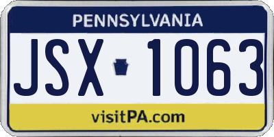 PA license plate JSX1063