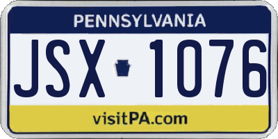 PA license plate JSX1076