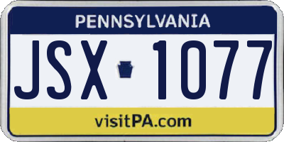 PA license plate JSX1077