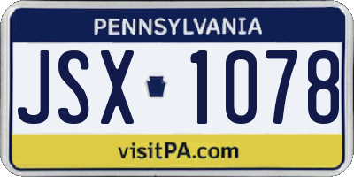 PA license plate JSX1078
