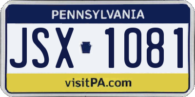 PA license plate JSX1081