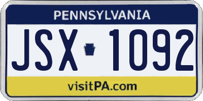PA license plate JSX1092