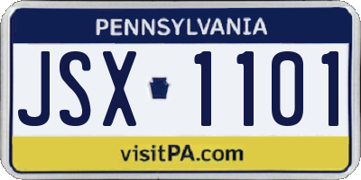 PA license plate JSX1101