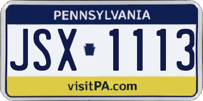PA license plate JSX1113