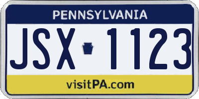 PA license plate JSX1123