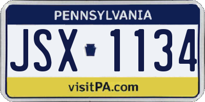 PA license plate JSX1134
