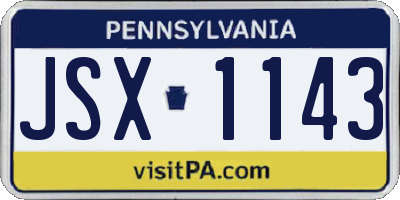 PA license plate JSX1143