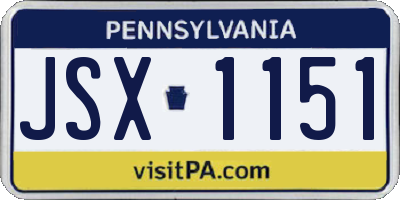 PA license plate JSX1151
