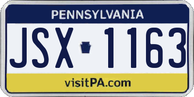 PA license plate JSX1163