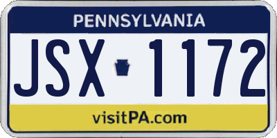PA license plate JSX1172