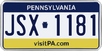 PA license plate JSX1181