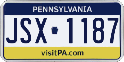 PA license plate JSX1187