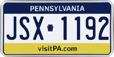 PA license plate JSX1192