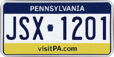 PA license plate JSX1201