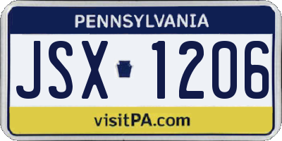 PA license plate JSX1206