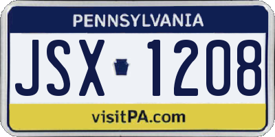 PA license plate JSX1208