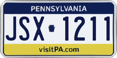 PA license plate JSX1211
