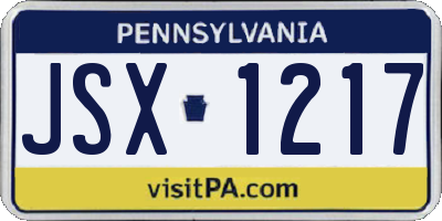 PA license plate JSX1217