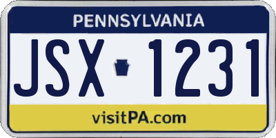 PA license plate JSX1231
