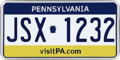 PA license plate JSX1232