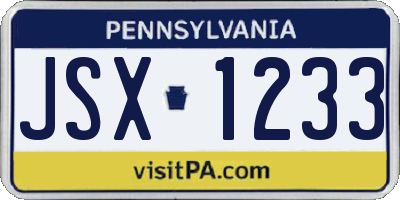 PA license plate JSX1233