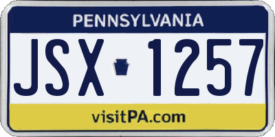 PA license plate JSX1257