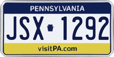PA license plate JSX1292