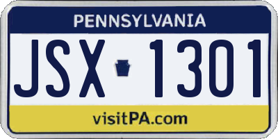 PA license plate JSX1301