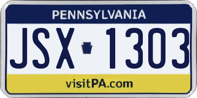 PA license plate JSX1303