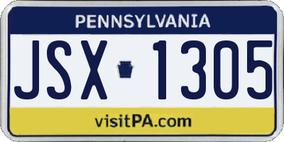 PA license plate JSX1305