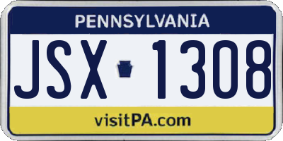 PA license plate JSX1308