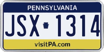 PA license plate JSX1314
