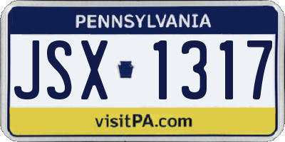 PA license plate JSX1317
