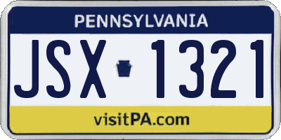 PA license plate JSX1321