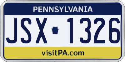 PA license plate JSX1326