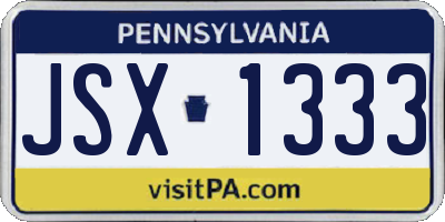 PA license plate JSX1333