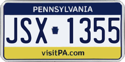 PA license plate JSX1355