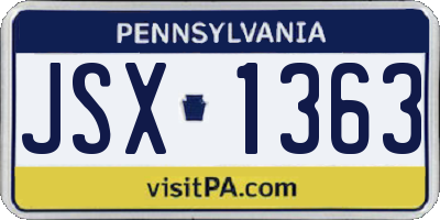 PA license plate JSX1363