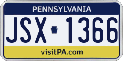 PA license plate JSX1366