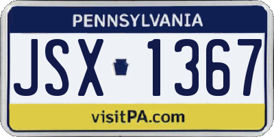 PA license plate JSX1367