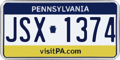 PA license plate JSX1374