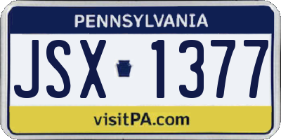 PA license plate JSX1377