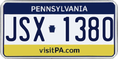 PA license plate JSX1380