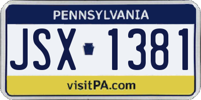 PA license plate JSX1381