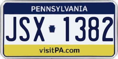 PA license plate JSX1382