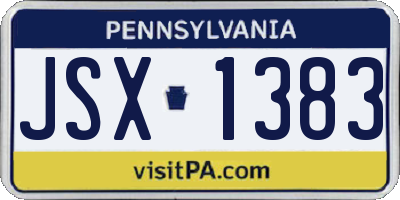 PA license plate JSX1383