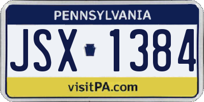 PA license plate JSX1384